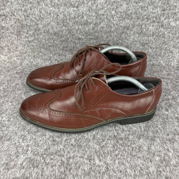 ✅Mens EU 43 Brown Brogue Dress Oxford Shoes Classic Wingtip Lace Up Derby Rubber - Picture 6 of 12